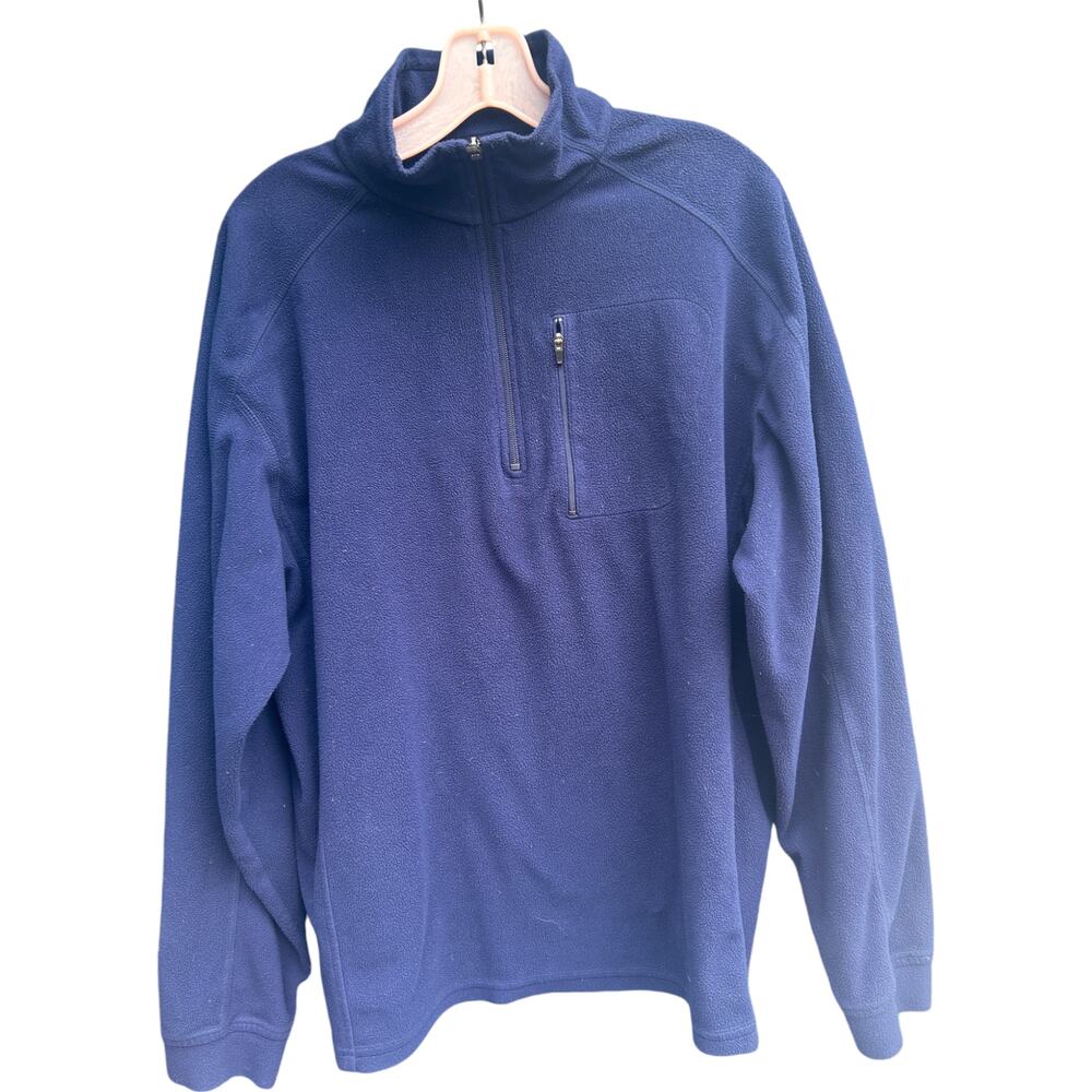 L.L. Bean Fleece Large Long Sleeve Half Zip Pullover Blue Jacket